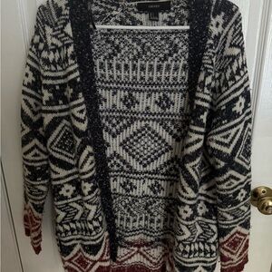 Forever 21 Black and Red Patterned Cardigan